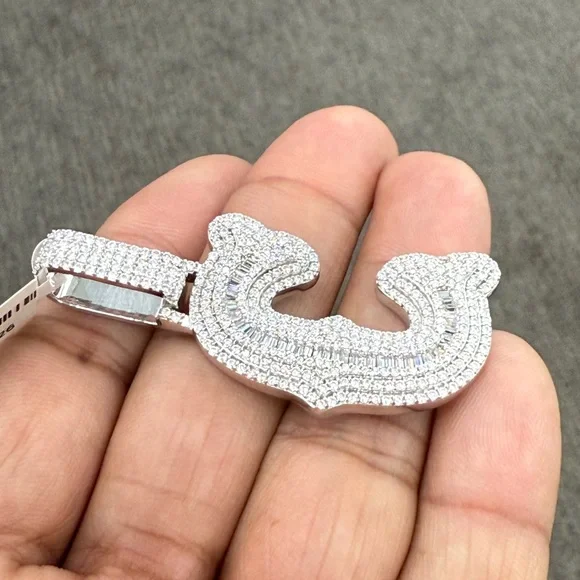 925 Sterling silver moissanite Diamond later C pendant